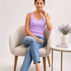 Classic Ribbed Summer Tank Top Lilac