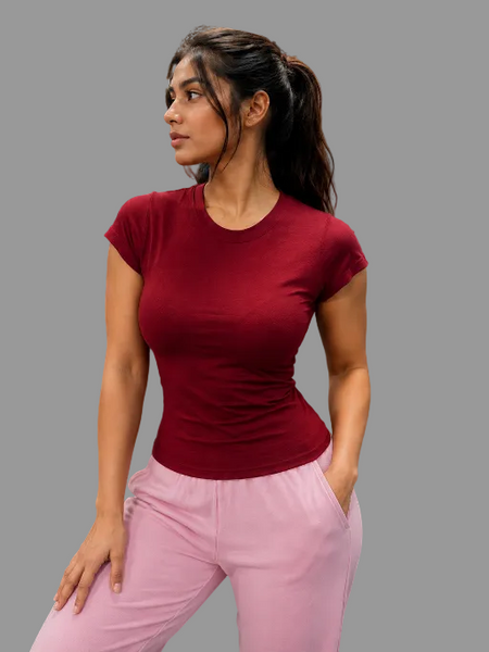 ShapeFit Women's Workout T-Shirt Burgundy