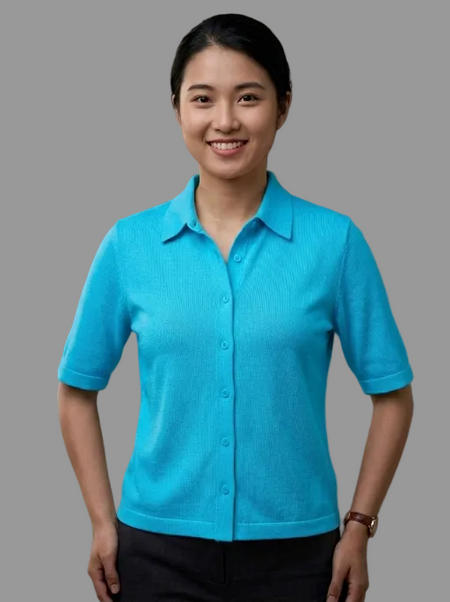 Knitted Shirt Aqua