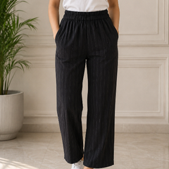Black Striped Casual Wear Pajama  Soft & Stylish