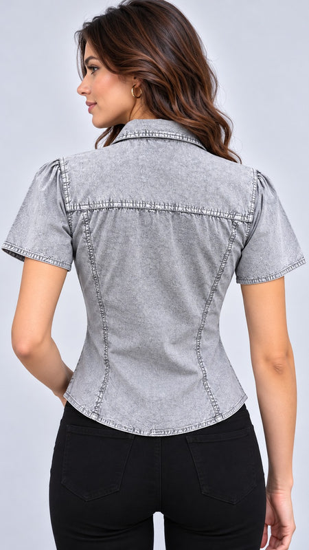 Overdyed Poplin Lycra  Top