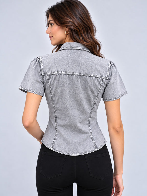Overdyed Poplin Lycra  Top