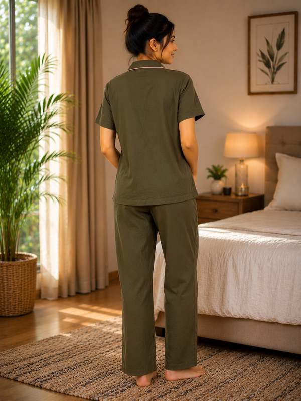Relax Night Suit- Olive