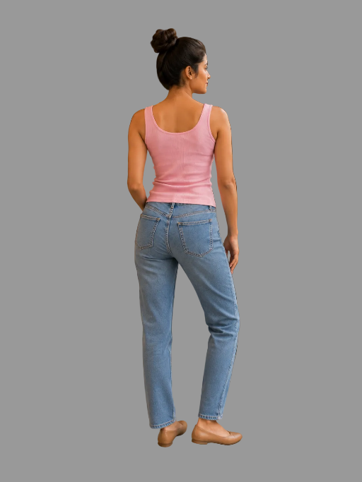 Classic Ribbed Summer Tank Top Light Pink