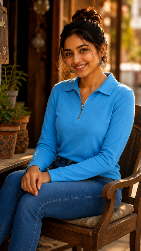Short  Zippered Shirt Aqua