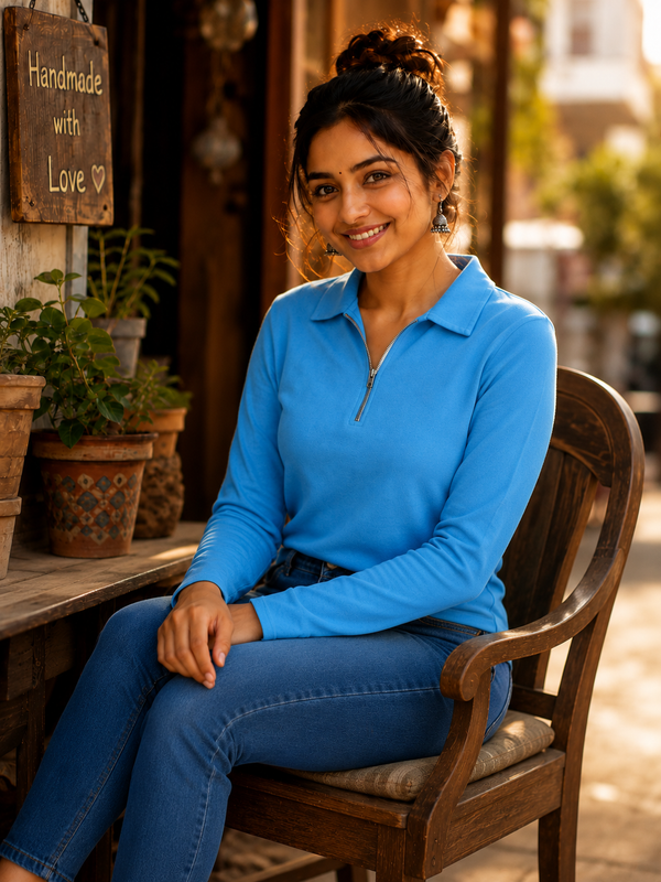 Short  Zippered Shirt Aqua