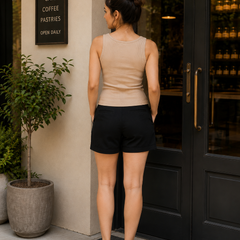 Classic Ribbed Summer Tank Top Beige