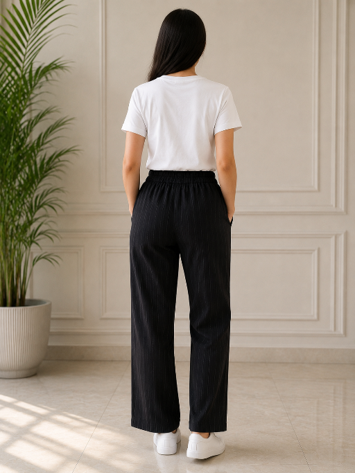 Black Striped Casual Wear Pajama  Soft & Stylish