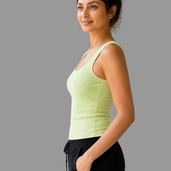 Classic Ribbed Summer Tank Top Light Green