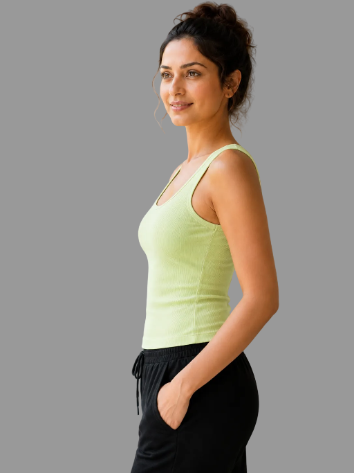 Classic Ribbed Summer Tank Top Light Green