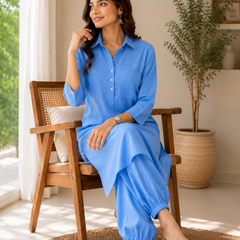 Comfort Fit Sky Blue Co-Ord Set