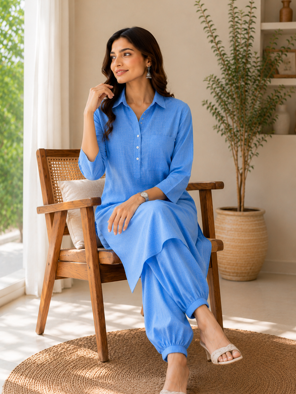 Comfort Fit Sky Blue Co-Ord Set