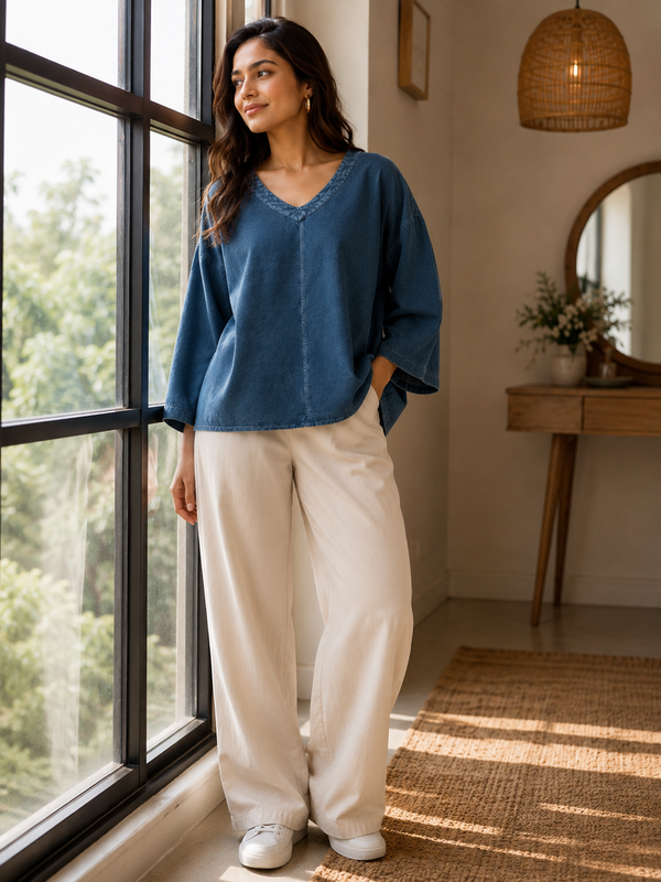 Ocean Mist V-Neck Top