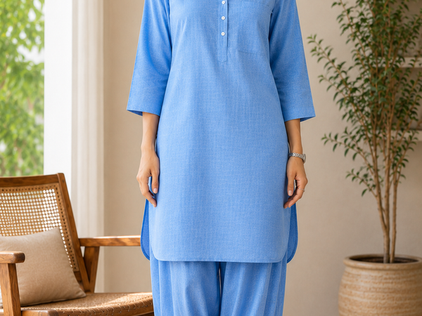 Comfort Fit Sky Blue Co-Ord Set