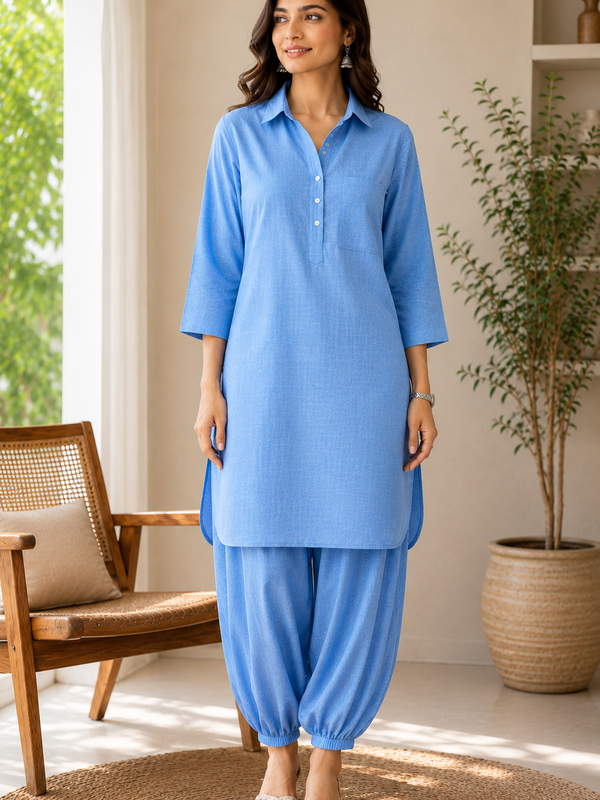 Comfort Fit Sky Blue Co-Ord Set