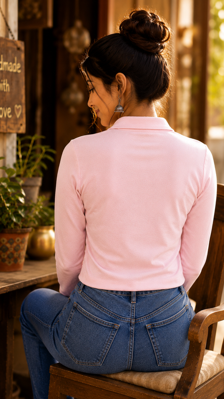 Short  Zippered Shirt Pink