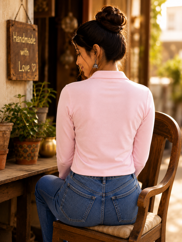 Short  Zippered Shirt Pink
