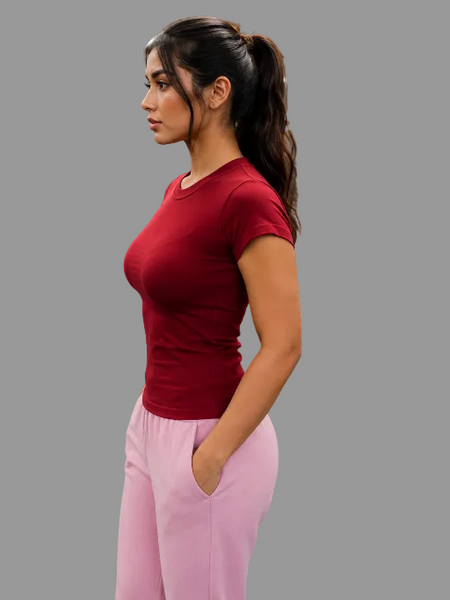 ShapeFit Women's Workout T-Shirt Burgundy