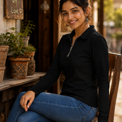 Short  Zippered Shirt Black