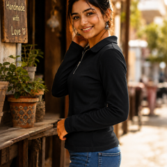 Short  Zippered Shirt Black
