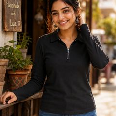 Short  Zippered Shirt Black