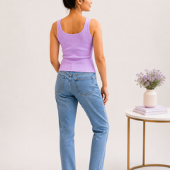 Classic Ribbed Summer Tank Top Lilac