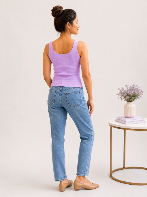 Classic Ribbed Summer Tank Top Lilac