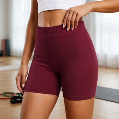 High Waist Yoga Shorts Burgundy