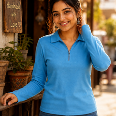 Short  Zippered Shirt Aqua