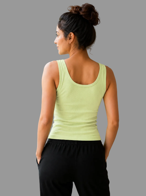 Classic Ribbed Summer Tank Top Light Green