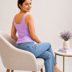 Classic Ribbed Summer Tank Top Lilac