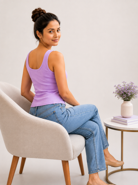 Classic Ribbed Summer Tank Top Lilac