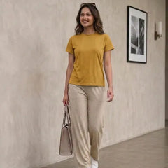T- Shirt Round Neck Short Sleeve Beige