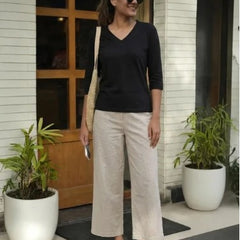 T-Shirt V  Neck Elbow  Sleeve White