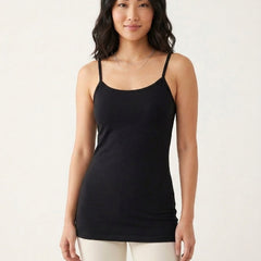 Long Feather Soft Camisole Black