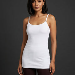Long Feather Soft Camisole White