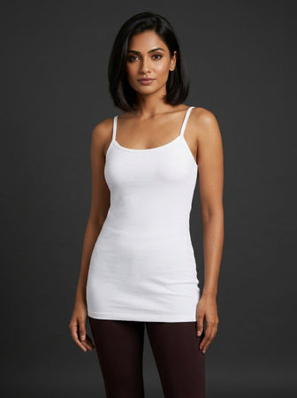 Long Feather Soft Camisole White