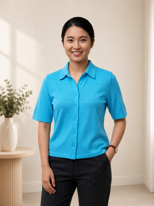 Knitted Shirt Aqua