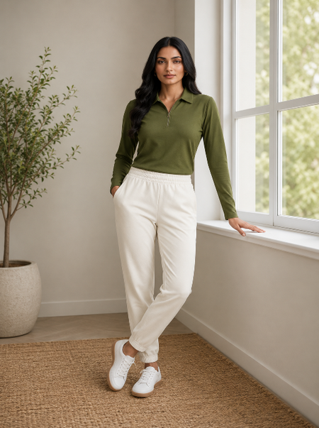Short  Zippered Shirt Olive