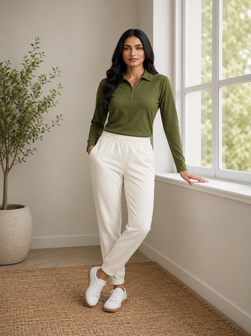 Short  Zippered Shirt Olive