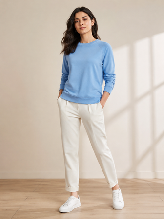 T- Shirt Round Neck Elbow Sleeve  Aqua