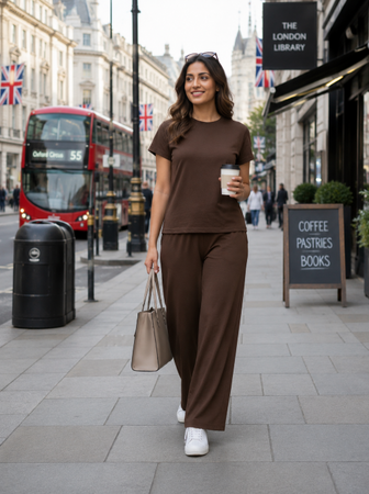 Easy Day Co-ord Set in  Choco