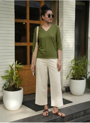T-Shirt V  Neck Elbow  Sleeve White