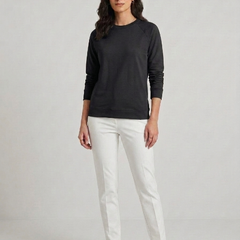 T- Shirt Round Neck Elbow Sleeve Black