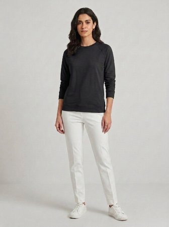 T- Shirt Round Neck Elbow Sleeve Black