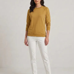 T- Shirt Round Neck Elbow Sleeve Beige