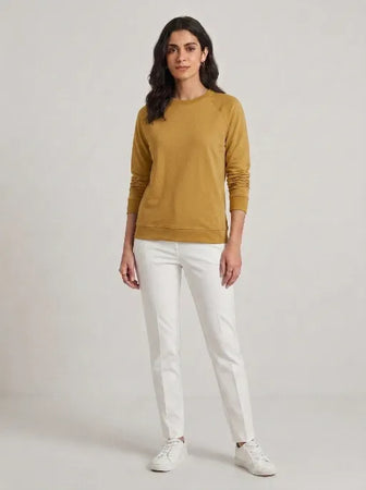 T- Shirt Round Neck Elbow Sleeve Beige