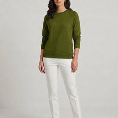 T- Shirt Round Neck Elbow Sleeve Olive