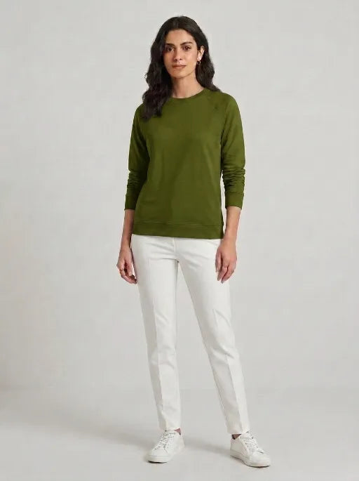 T- Shirt Round Neck Elbow Sleeve Olive