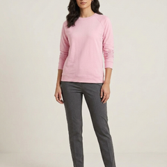 T- Shirt Round Neck Elbow Sleeve Pink